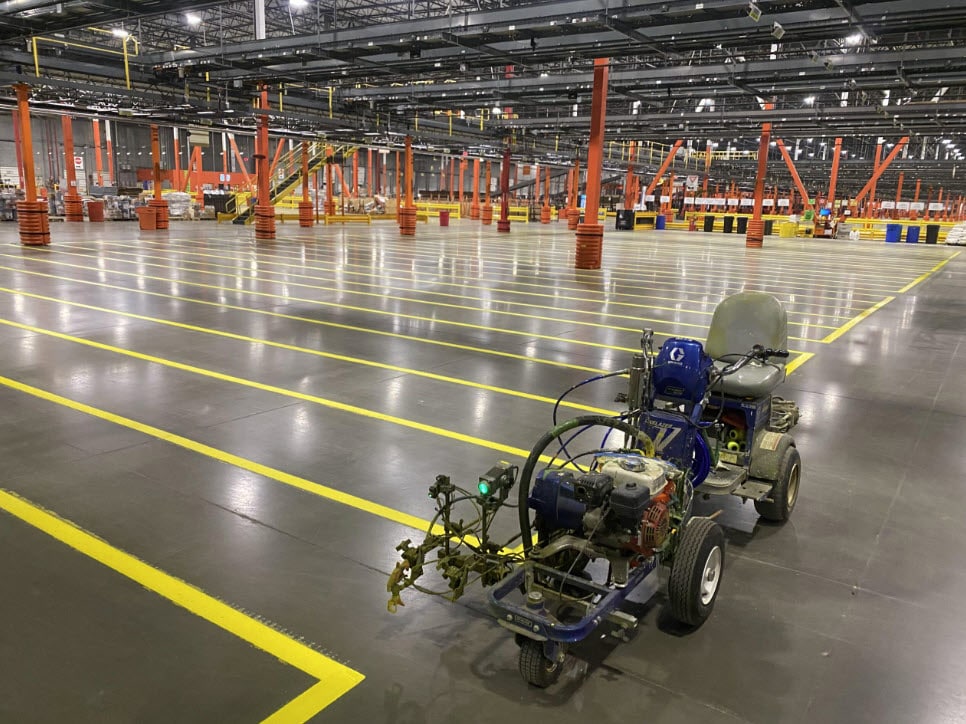 Warehouse striping machine