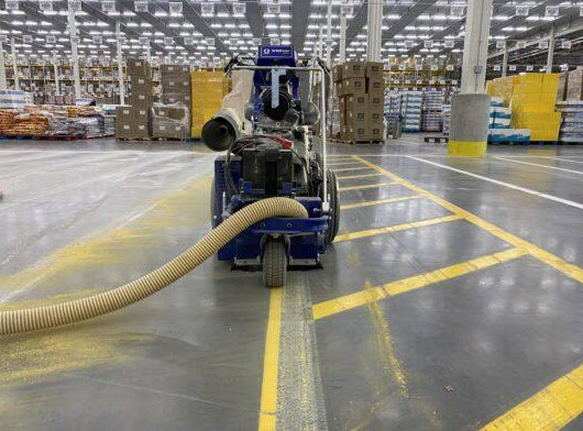 Warehouse vacuuming before Striping