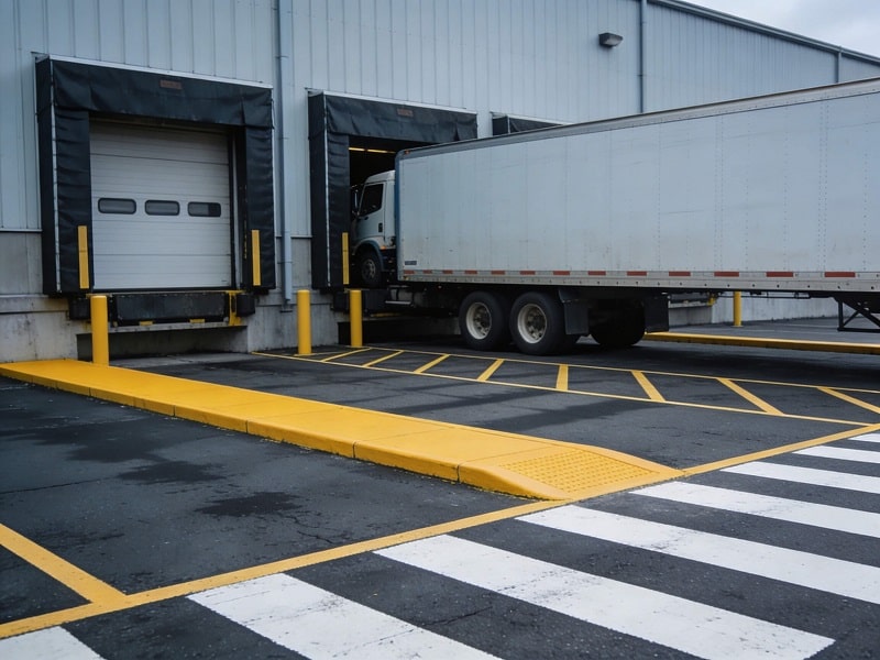 Loading dock approach lines and staging area markings at Wilkes-Barre industrial facility