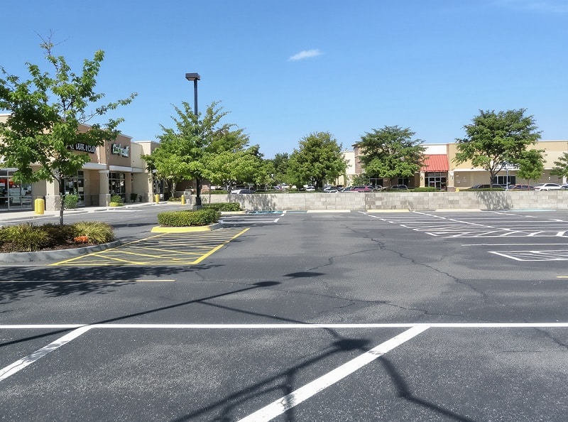 Freshly striped parking lot with crisp white lines in Scranton, PA